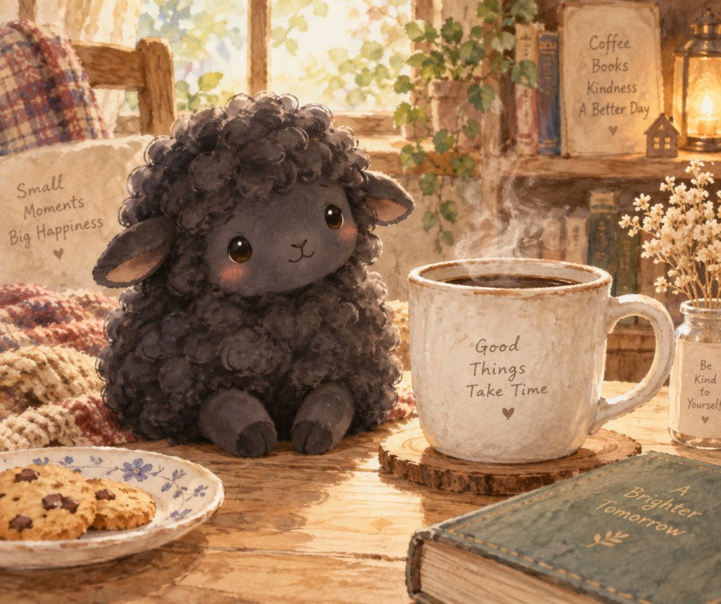 Cozy Lamb and Coffee Illustration preview image