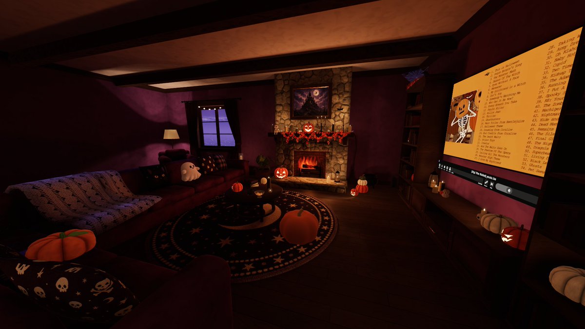 Cozy Purple Halloween Living Room preview image