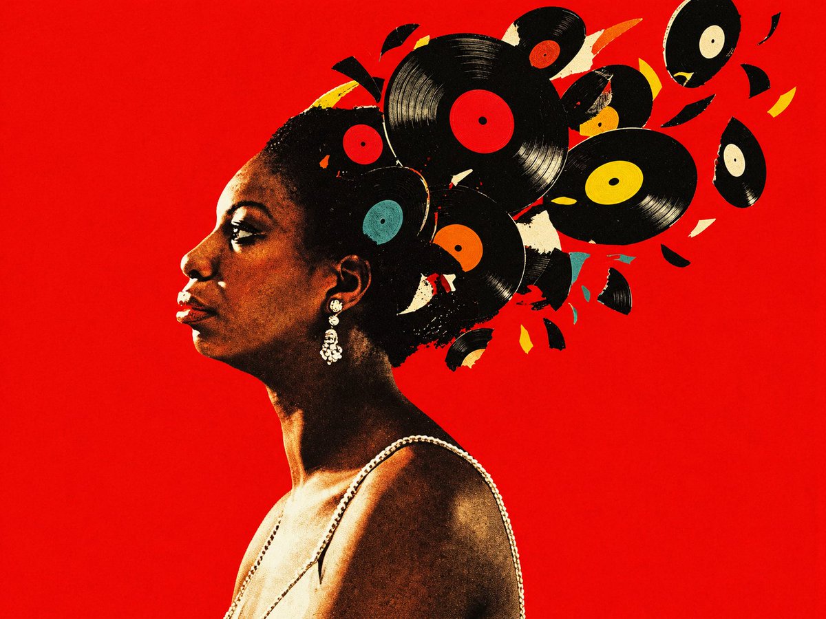 Vinyl Record Hair Collage Portrait preview image