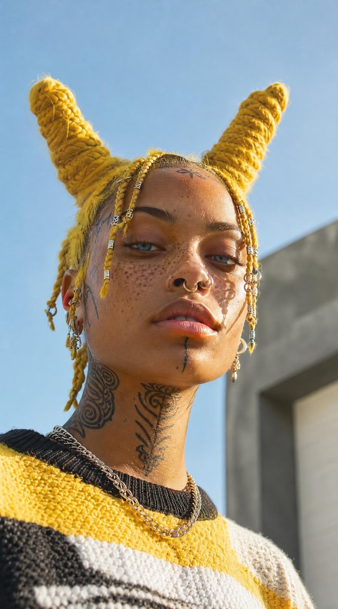 Yellow Horned Braids Portrait preview image