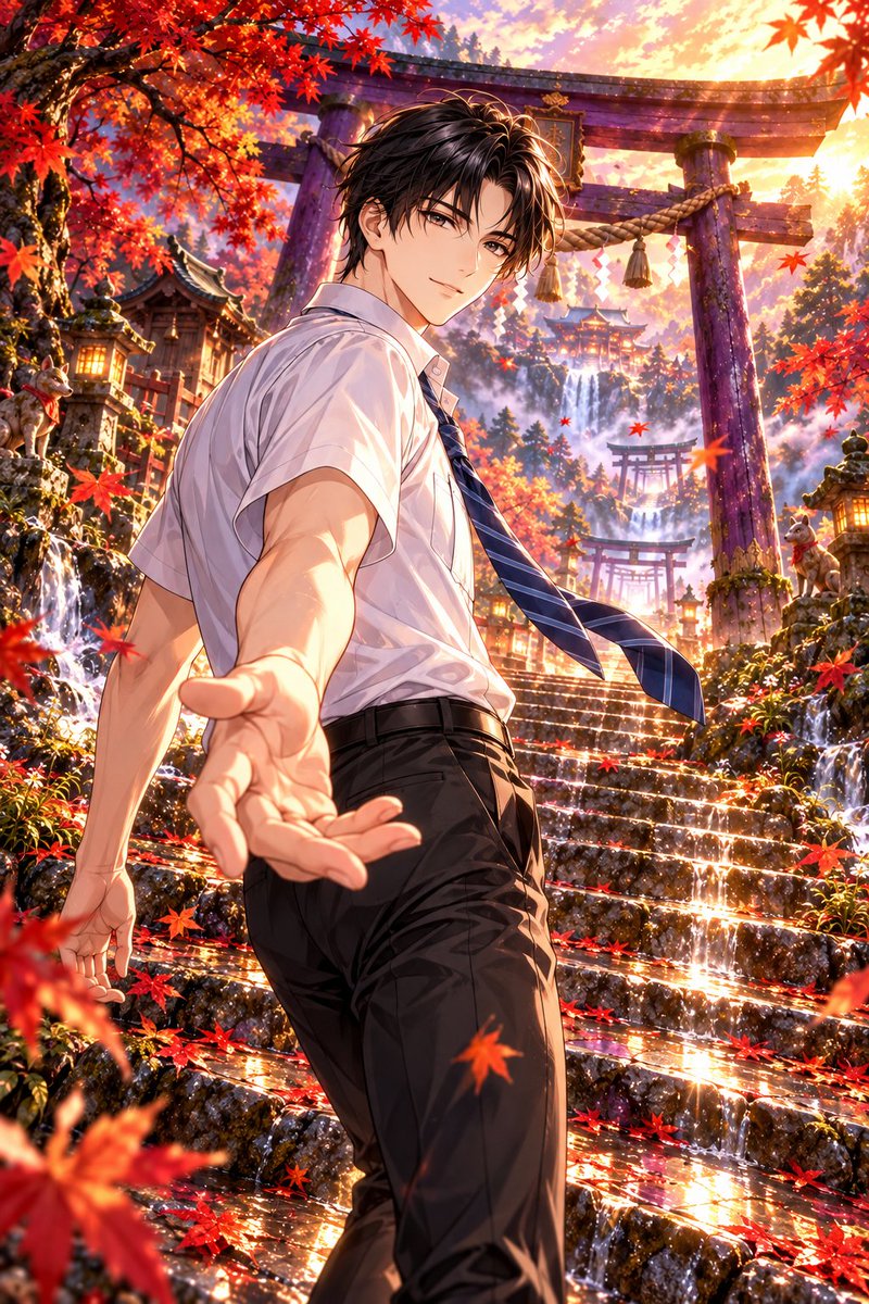 Autumn Shrine Background with Purple Torii preview image