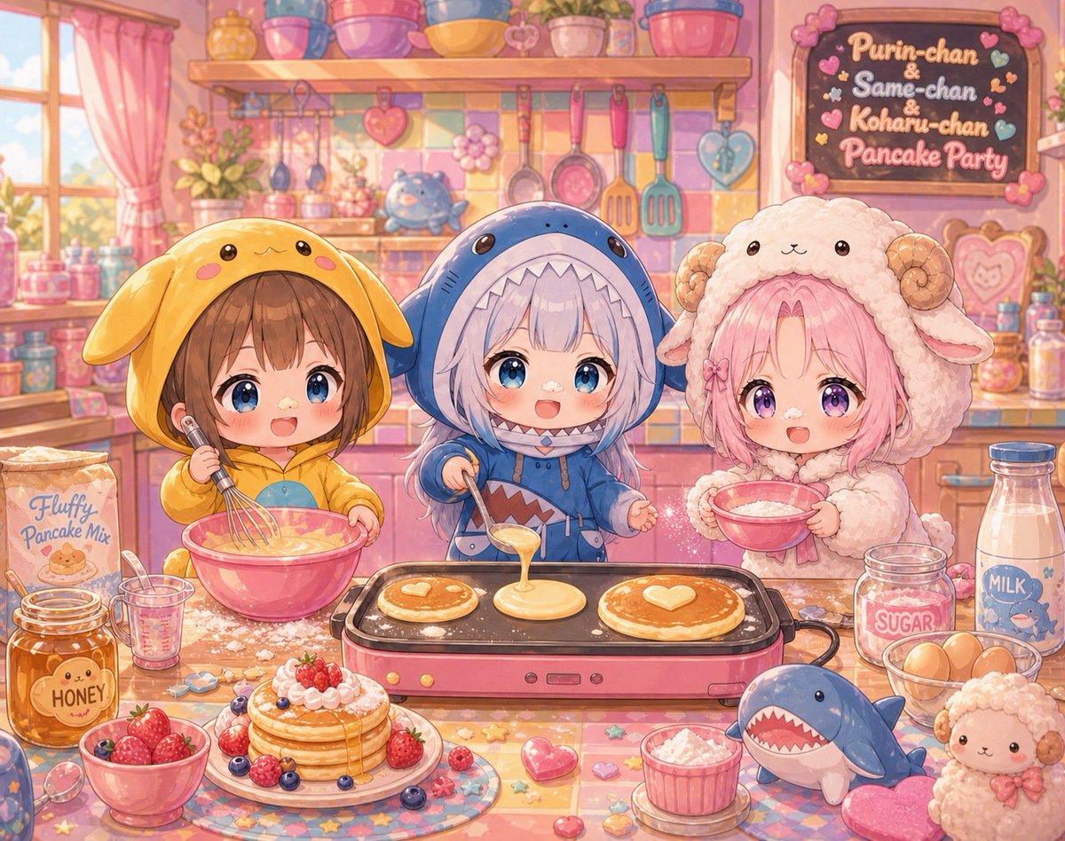 Chibi Girls Making Pancakes preview image