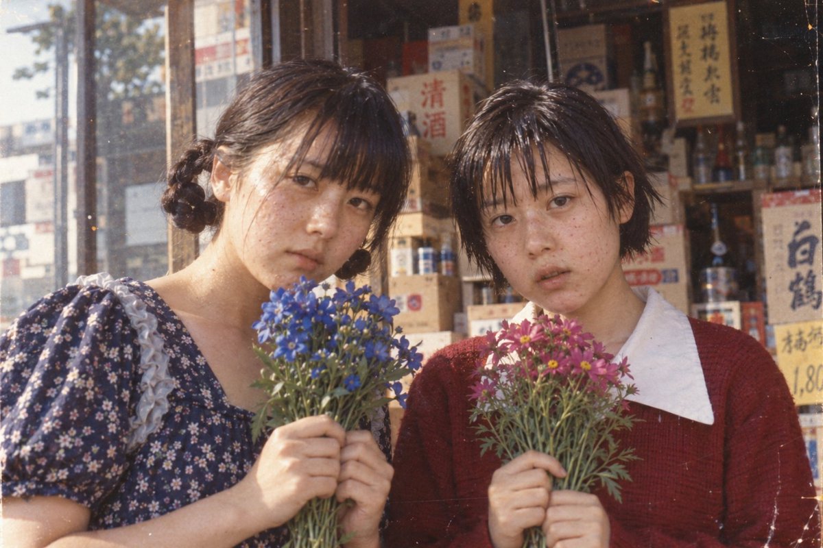 Vintage Photo of Two Women Holding Flowers preview image