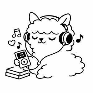 Cute line art animal listening to music preview image