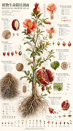 Retro pomegranate growth chart preview image