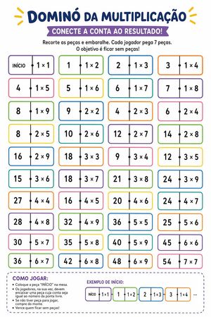 Printable multiplication dominoes practice sheet preview image