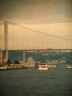 Retro Bosphorus Bridge ferry scene preview image