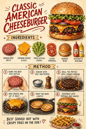 Retro Cheeseburger Recipe Poster Preview Image