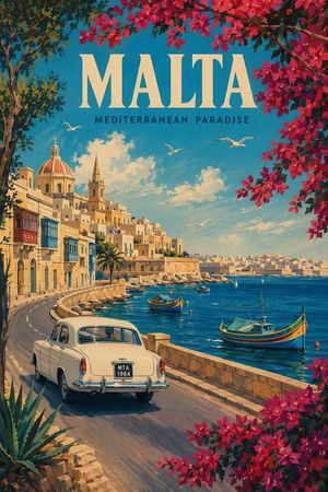 Retro Malta travel poster preview image