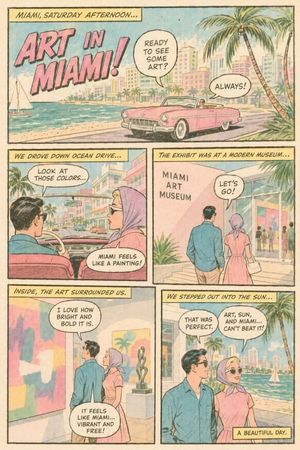 Retro Miami Art Dating Comic Page Preview Image