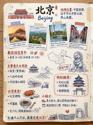Retro Beijing travel scrapbook poster preview image