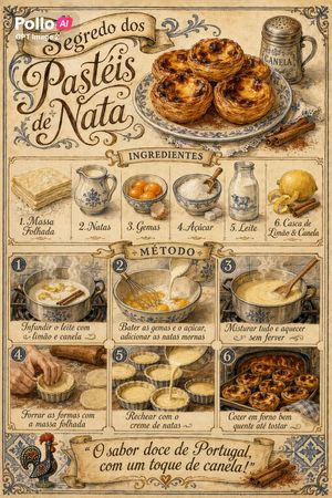 Retro-style Portuguese egg tart recipe poster preview image