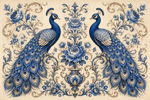 Retro peacock plant illustration preview image