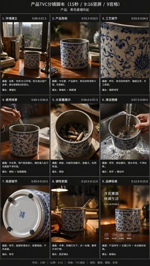 9-grid product TVC storyboard preview image