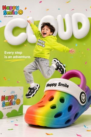 Colorful children's shoe advertisement preview image