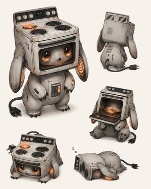 Retro Oven Rabbit Creature Concept Art Preview Image
