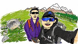 Hiking photo to hand-drawn doodle sketch preview image