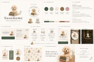 Preview image of a bookstore brand project using a poodle as its mascot
