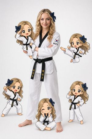 Taekwondo female characters and chibi-style images (preview image)