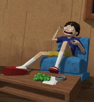Low-poly cartoon-style "decadent" living room preview image
