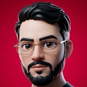 3D male avatar preview image against a red background