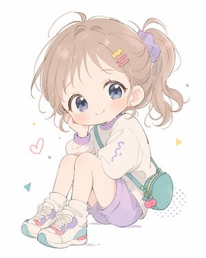 A soft, chibi-style portrait of a girl in a sitting pose (preview image)