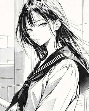 Preview image of a female student in a manga style (censored version)