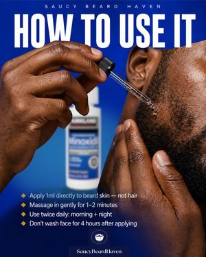 Beard care oil usage guide advertisement preview image