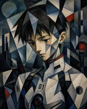 Cubist futuristic android portrait preview image
