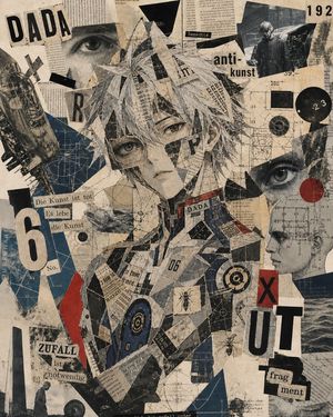 Dada-style anime collage portrait preview image