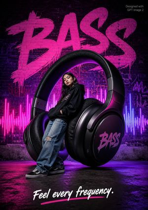 Street style BASS headphone poster preview image