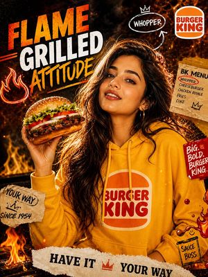 A highly impactful flame-roasted advertisement poster preview image
