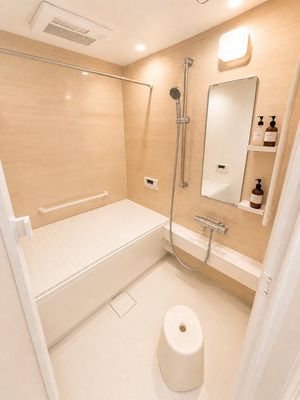 Hotel-style real estate bathroom scene setup preview image