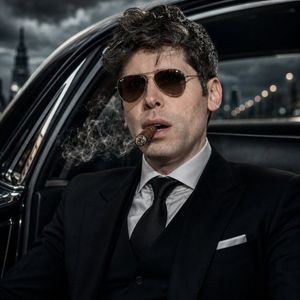 Noir-style mafia boss's portrait inside a car (preview image)