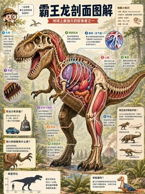 Tyrannosaurus Rex cross-section encyclopedia poster preview image