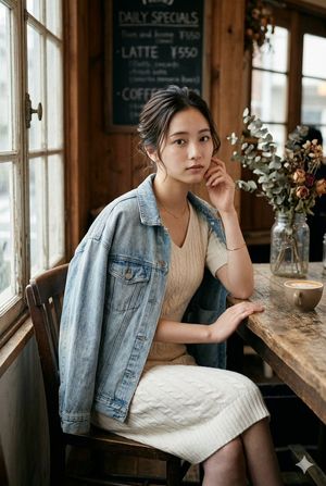 Realistic retro cafe portrait preview image