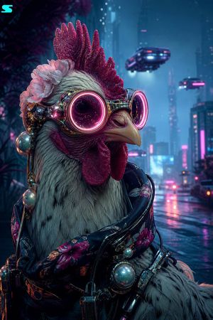 Retro Futurist Chicken Portrait preview image