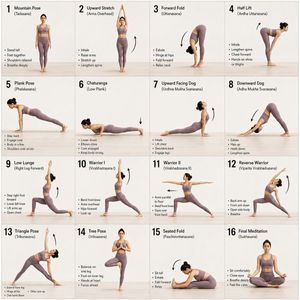 16-Panel Yoga Instructional Storyboard preview image