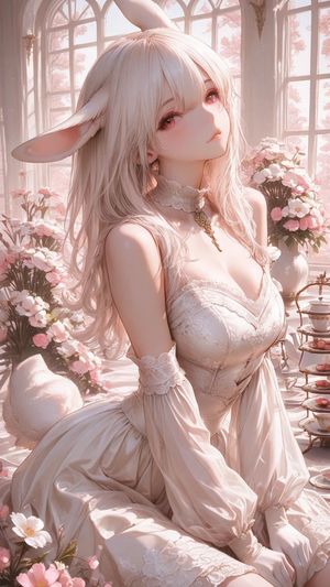 Pastel Bunny Girl Conservatory Portrait preview image