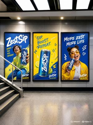 Modern transportation hub advertising scene preview image