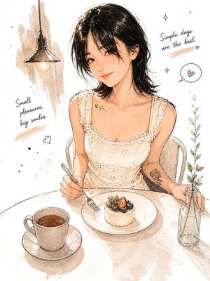 Minimalist Watercolor Cafe Illustration Preview Image