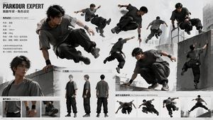 Parkour character showcase page preview image
