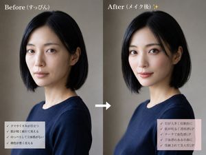 Before and after makeup comparison image