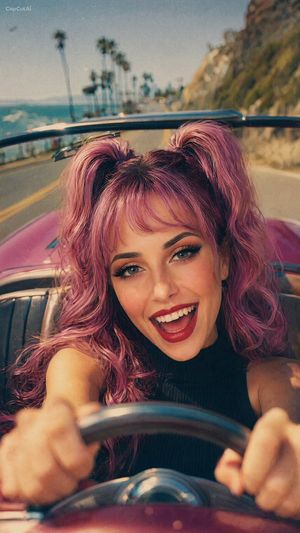 90s retro movie style driving scene preview image