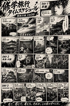 manga-style school trip timetable preview image
