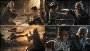 Cinematic Kung Fu Sparring Storyboard Preview Image