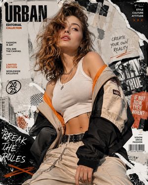 Urban fashion editorial style collage poster preview image