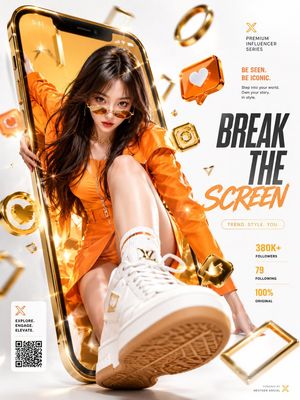 3D screen breakage fashion advertisement preview image