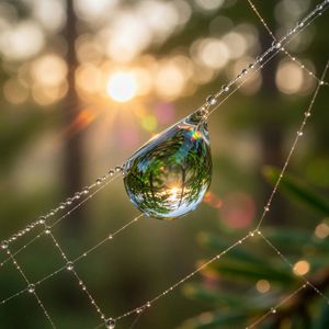 Macro dewdrops on a spider web (preview image)