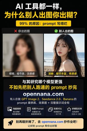 Chinese AI-generated prompts comparison poster preview image